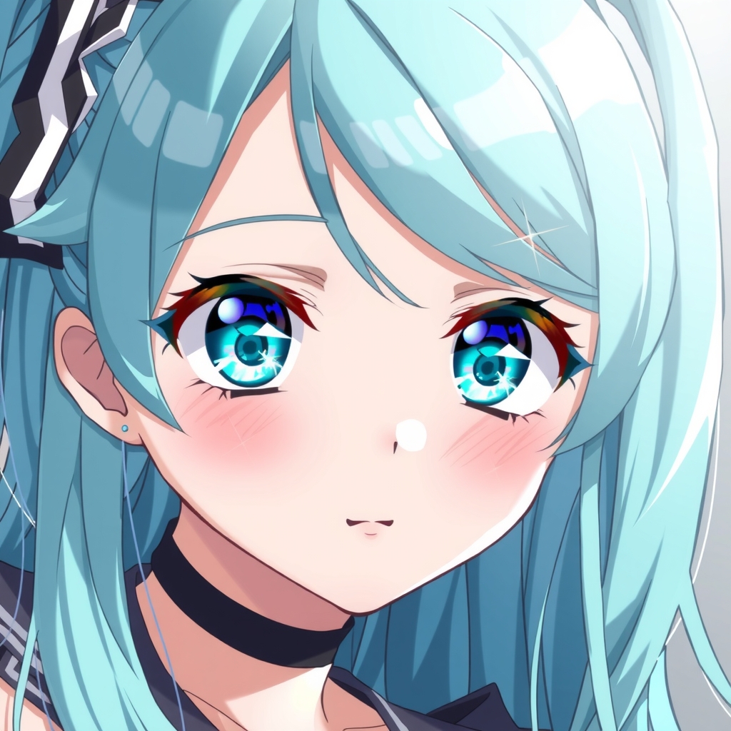 anime style girl with aqua hair and eyes by मुफ्त एआई छवि जनरेटर - बिना लॉगिन के✨ | AIGAZOU