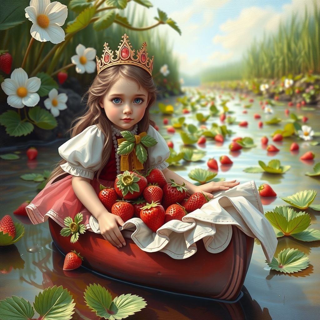 young strawberry princess strawberry boat milk river by मुफ्त एआई छवि जनरेटर - बिना लॉगिन के✨ | AIGAZOU