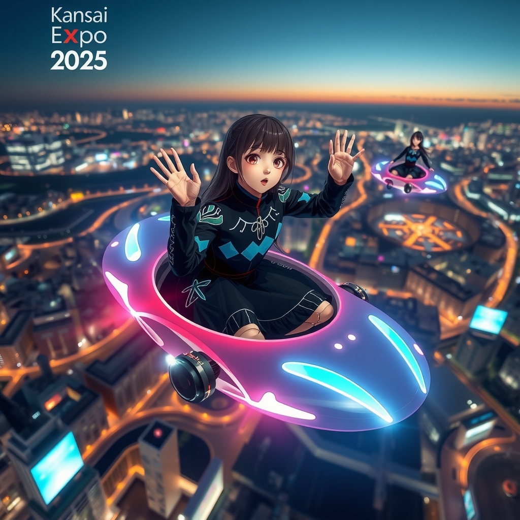 kansai expo 2025 flying car night osaka by मुफ्त एआई छवि जनरेटर - बिना लॉगिन के✨ | AIGAZOU