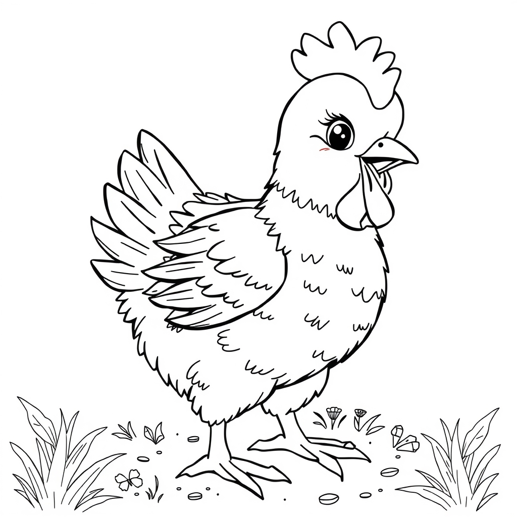 black and white happy chicken baby drawing by मुफ्त एआई छवि जनरेटर - बिना लॉगिन के✨ | AIGAZOU