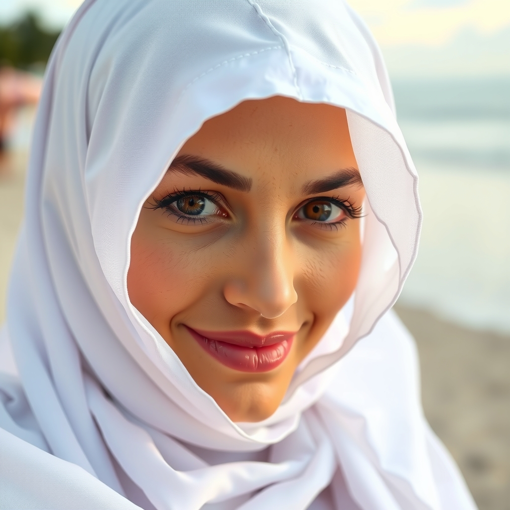 beautiful arab woman with brown eyes smiling by मुफ्त एआई छवि जनरेटर - बिना लॉगिन के✨ | AIGAZOU