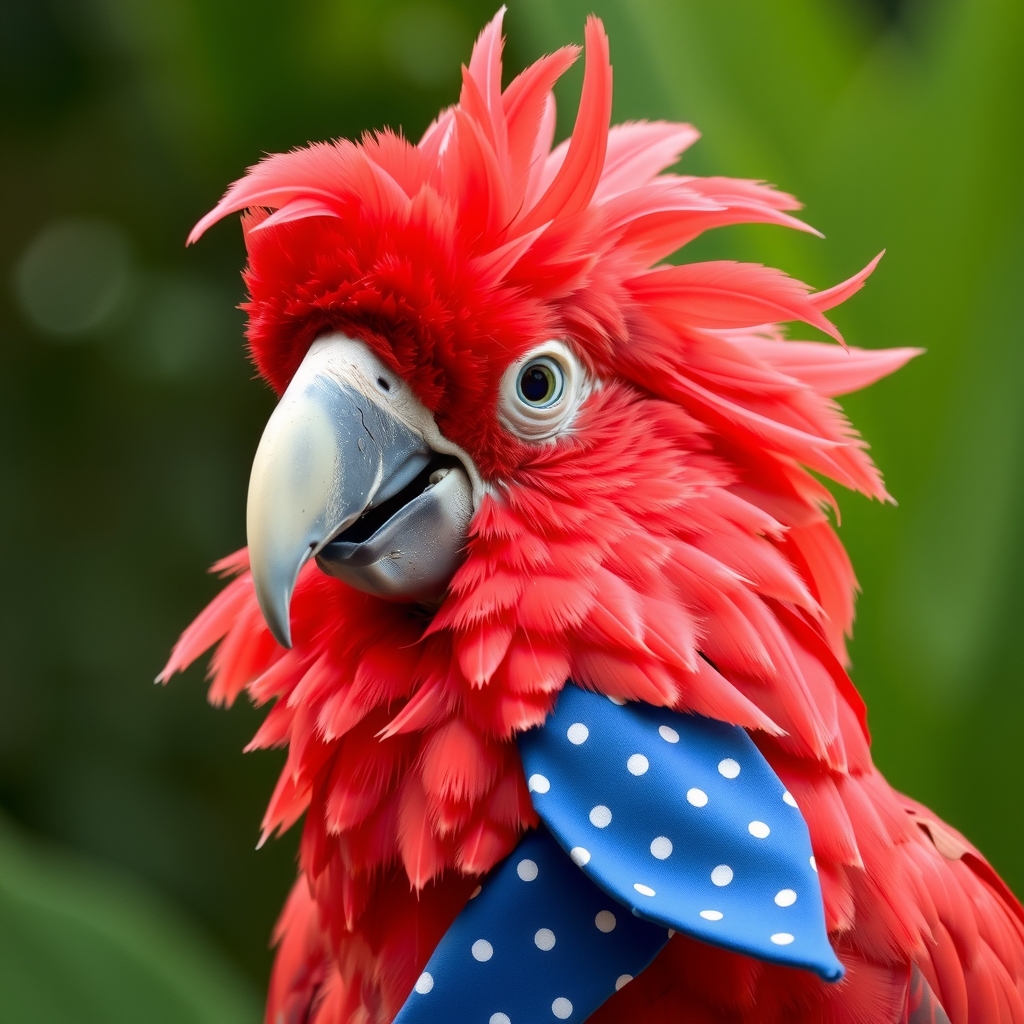 a red cockatoo with disheveled head feathers by मुफ्त एआई छवि जनरेटर - बिना लॉगिन के✨ | AIGAZOU