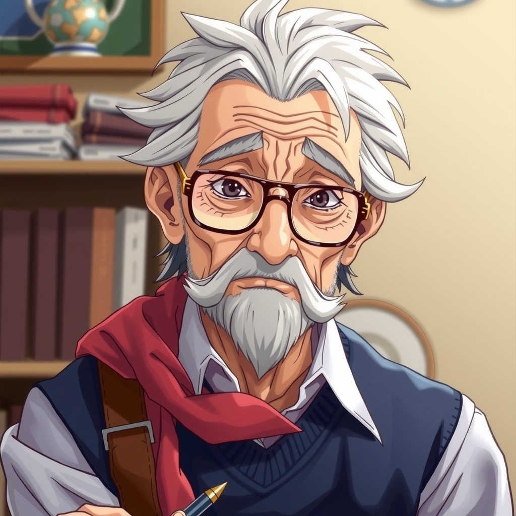 anime style elderly university professor by मुफ्त एआई छवि जनरेटर - बिना लॉगिन के✨ | AIGAZOU