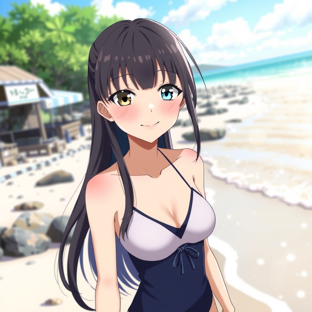 anime girl with long black hair and odd eyes by Générateur d'images par IA gratuit - Aucune connexion nécessaire✨ | AIGAZOU