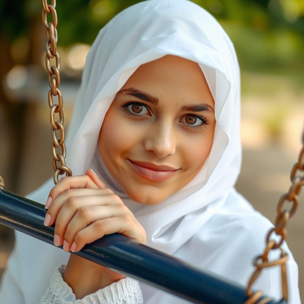 beautiful arab woman with brown eyes smiling by मुफ्त एआई छवि जनरेटर - बिना लॉगिन के✨ | AIGAZOU