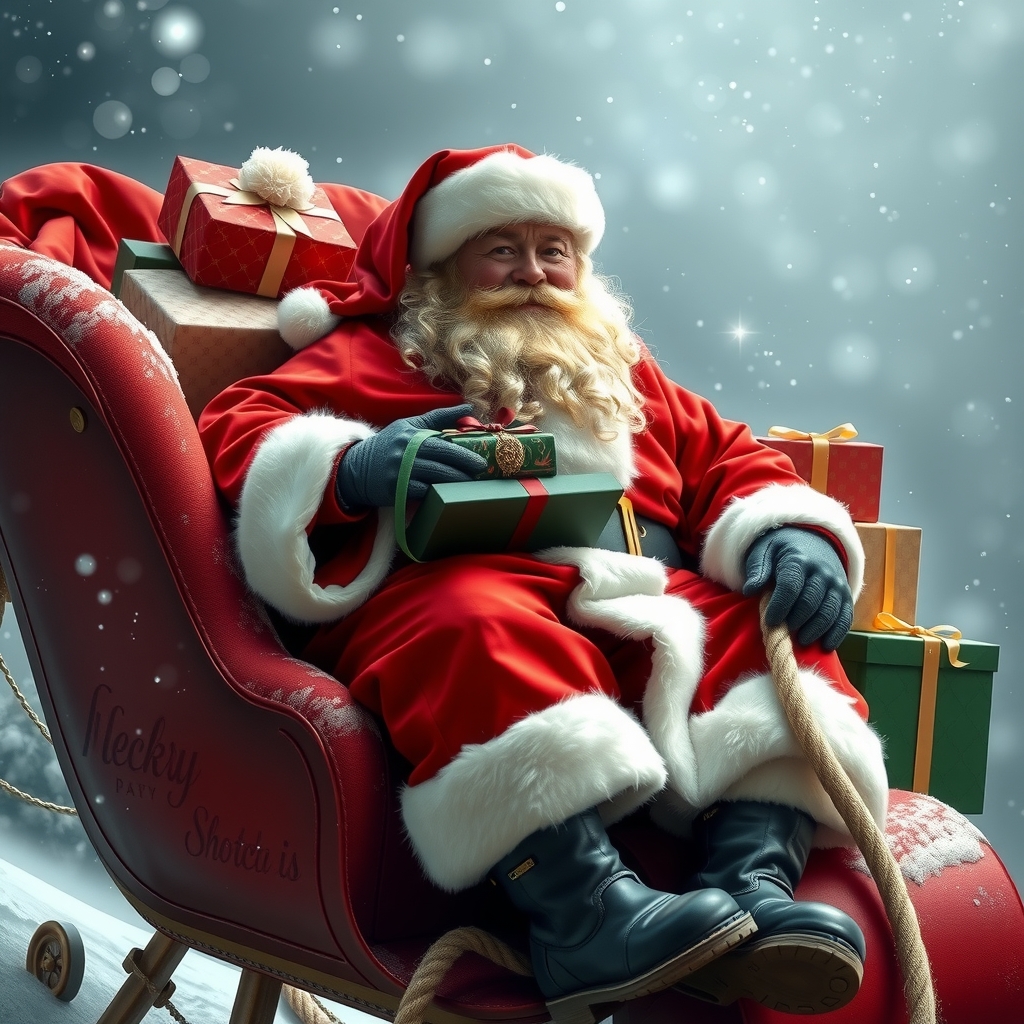 santa claus red coat hat black boots by أداة مجانية لإنشاء الصور بالذكاء الاصطناعي - إنشاء الصور بدون تسجيل الدخول | AIGAZOU