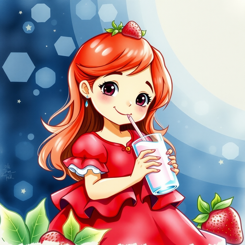 young strawberry princess red dress smiling by मुफ्त एआई छवि जनरेटर - बिना लॉगिन के✨ | AIGAZOU