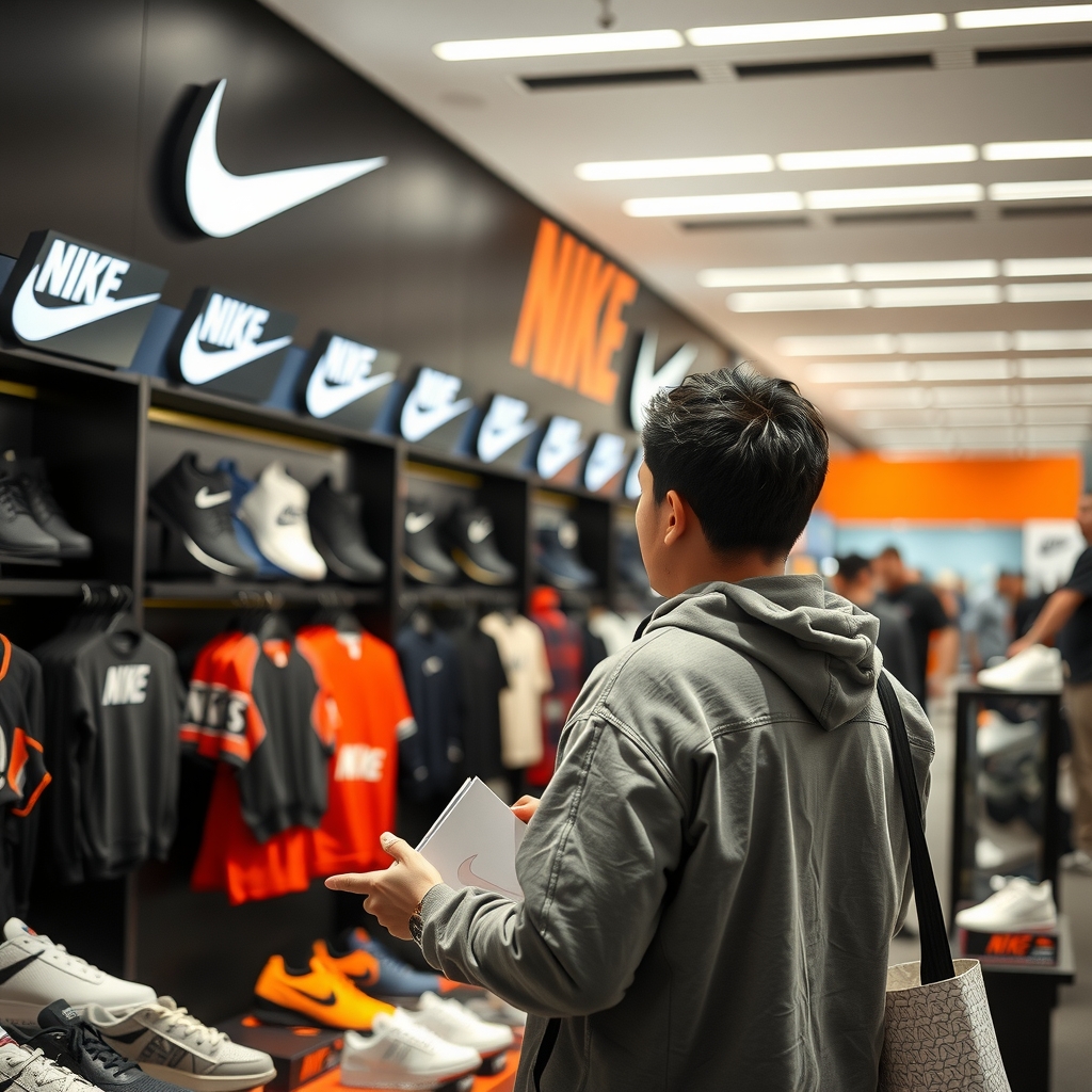 a person shopping at nike store by मुफ्त एआई छवि जनरेटर - बिना लॉगिन के✨ | AIGAZOU