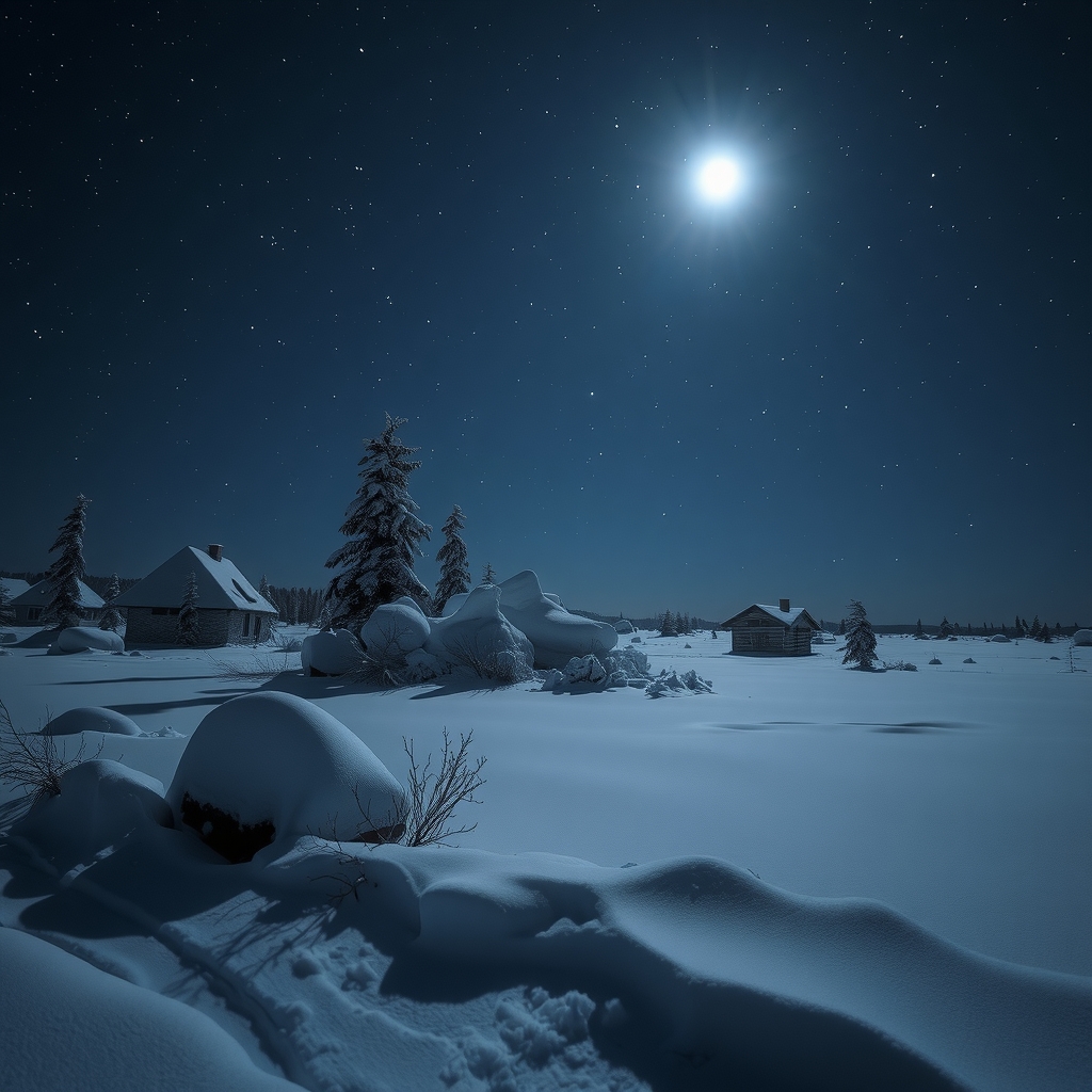 winter landscape at night with starlight by Générateur d'images par IA gratuit - Aucune connexion nécessaire✨ | AIGAZOU