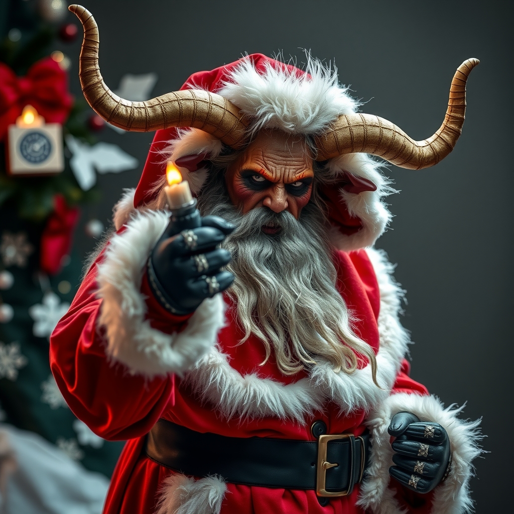 bad krampus in santa claus costume by मुफ्त एआई छवि जनरेटर - बिना लॉगिन के✨ | AIGAZOU