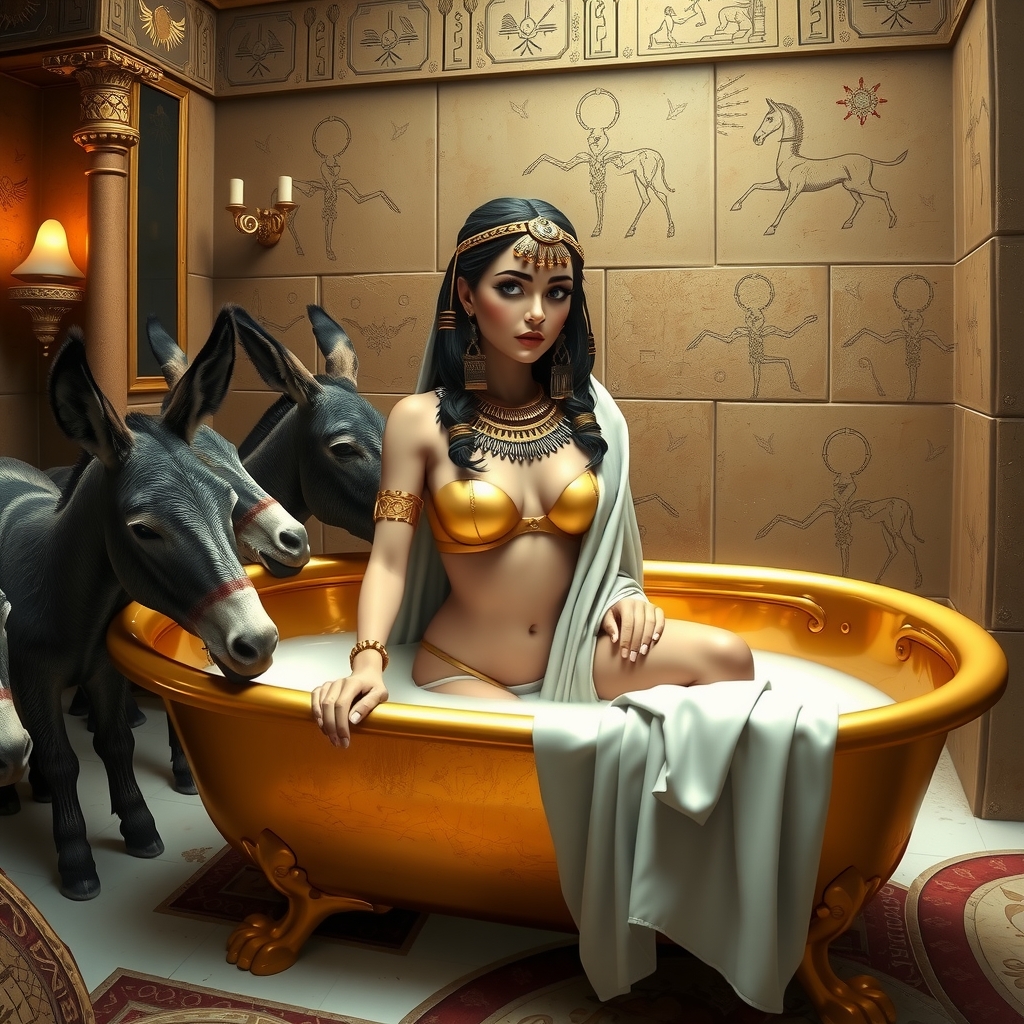 gritty atmospheric 3d scene cleopatra golden bikini by मुफ्त एआई छवि जनरेटर - बिना लॉगिन के✨ | AIGAZOU