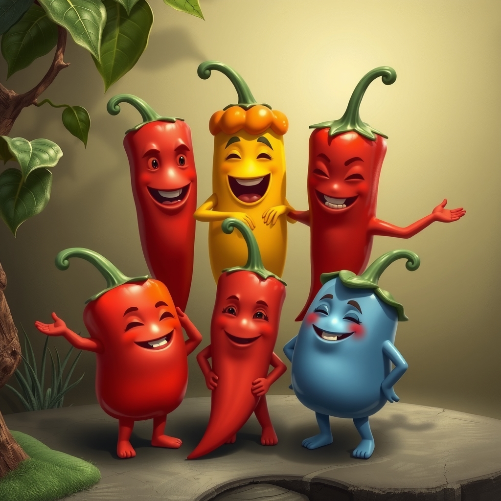 six pepper shaped characters by Générateur d'images par IA gratuit - Aucune connexion nécessaire✨ | AIGAZOU