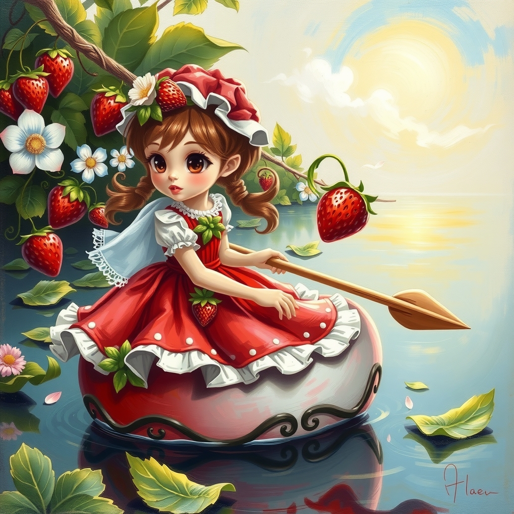 young strawberry princess strawberry boat by मुफ्त एआई छवि जनरेटर - बिना लॉगिन के✨ | AIGAZOU