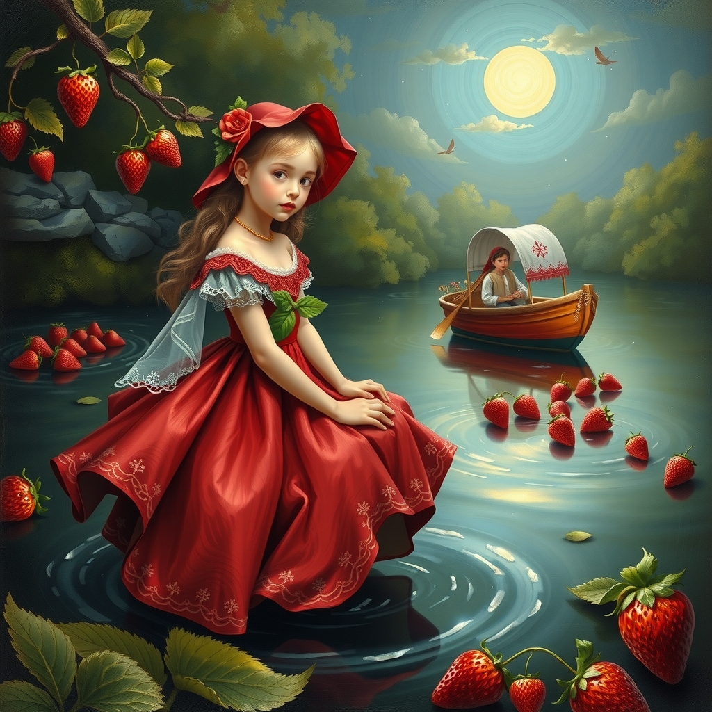 young strawberry princess red dress by मुफ्त एआई छवि जनरेटर - बिना लॉगिन के✨ | AIGAZOU