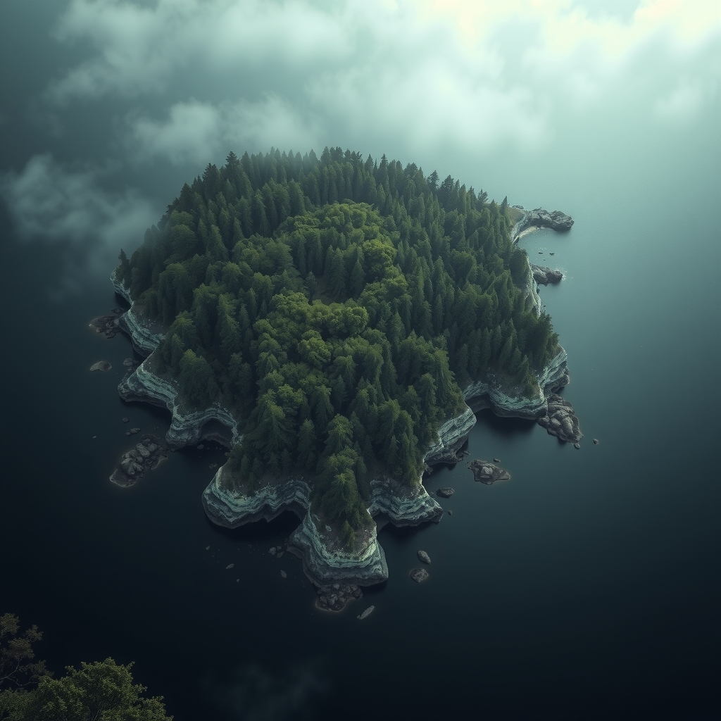 a large island full of forest and darkness by Générateur d'images par IA gratuit - Aucune connexion nécessaire✨ | AIGAZOU