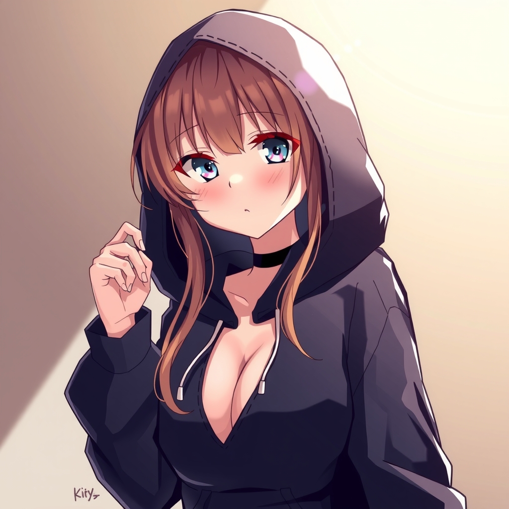 japanese anime style girl black hoodie sexy by मुफ्त एआई छवि जनरेटर - बिना लॉगिन के✨ | AIGAZOU