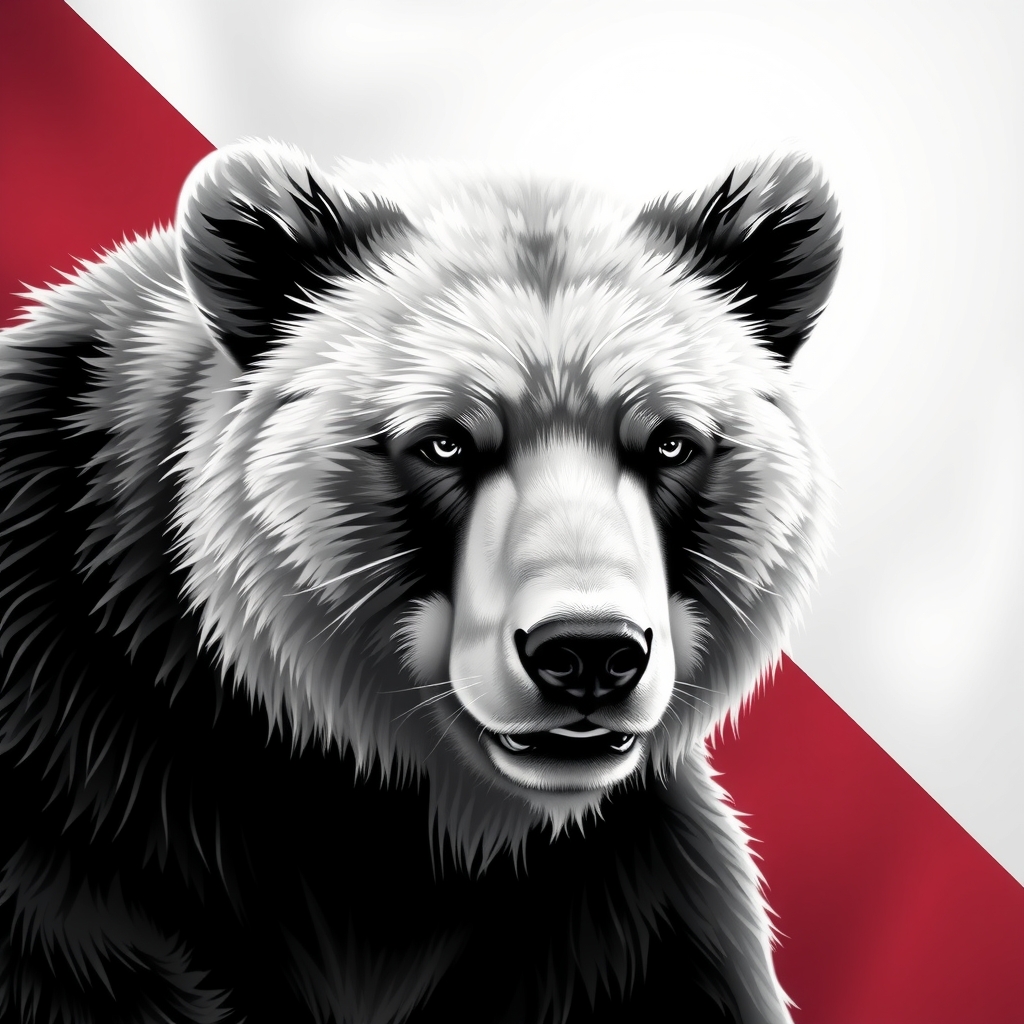 create black and white bear with russia flag background by मुफ्त एआई छवि जनरेटर - बिना लॉगिन के✨ | AIGAZOU