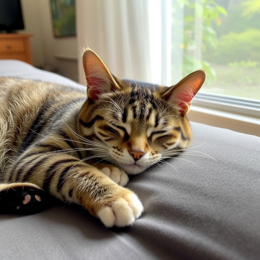 cat sleeping on sofa during day by Générateur d'images par IA gratuit - Aucune connexion nécessaire✨ | AIGAZOU