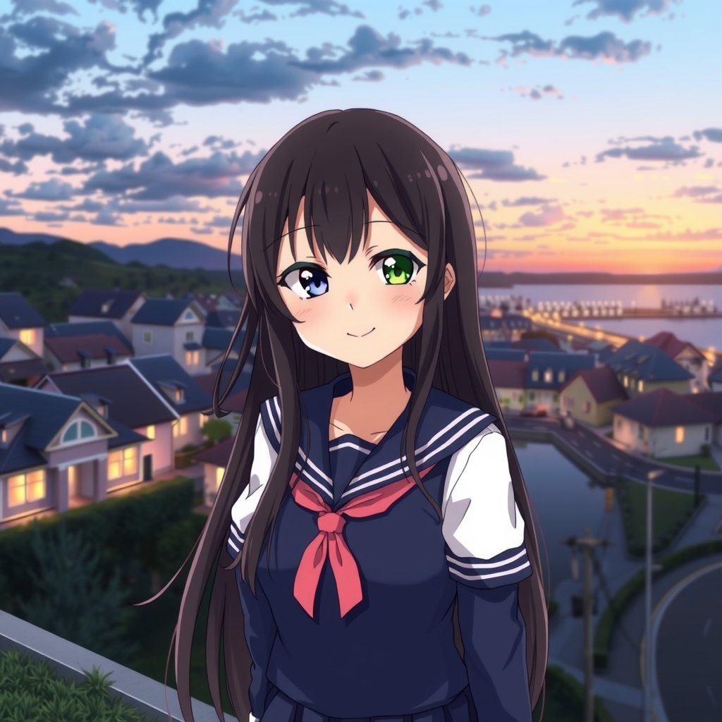 anime girl 14 sailor uniform long black hair odd eyes by Générateur d'images par IA gratuit - Aucune connexion nécessaire✨ | AIGAZOU