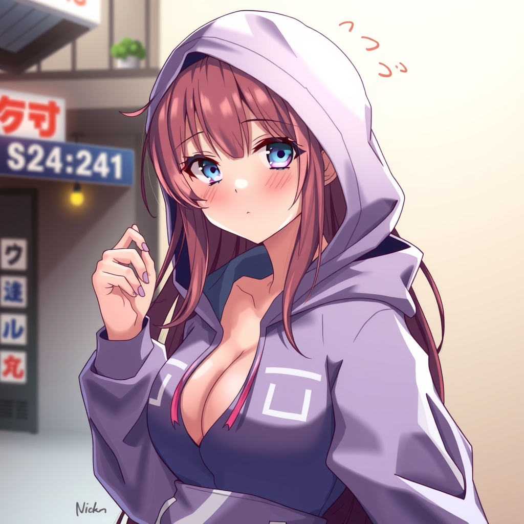 japanese anime style girl hoodie sexy by मुफ्त एआई छवि जनरेटर - बिना लॉगिन के✨ | AIGAZOU