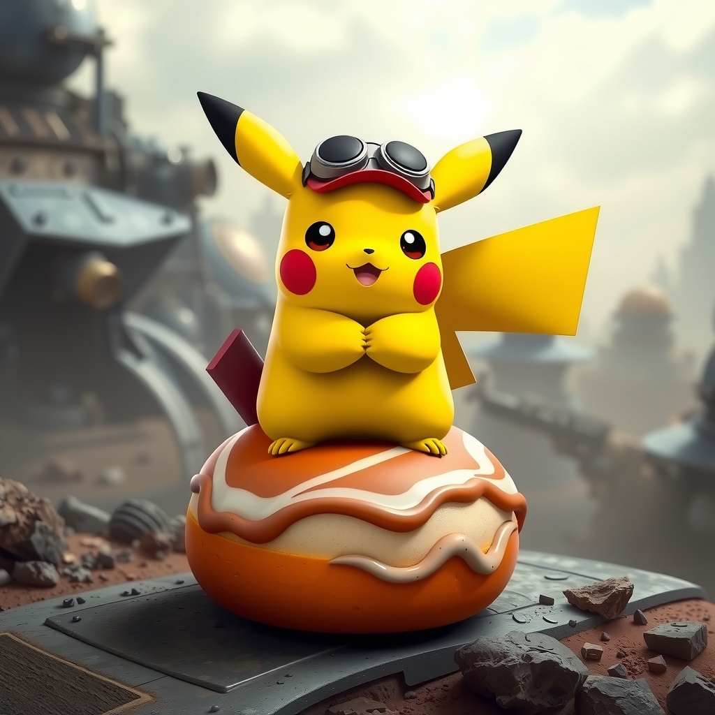 pokemon pikachu standing on cinnamon roll by मुफ्त एआई छवि जनरेटर - बिना लॉगिन के✨ | AIGAZOU