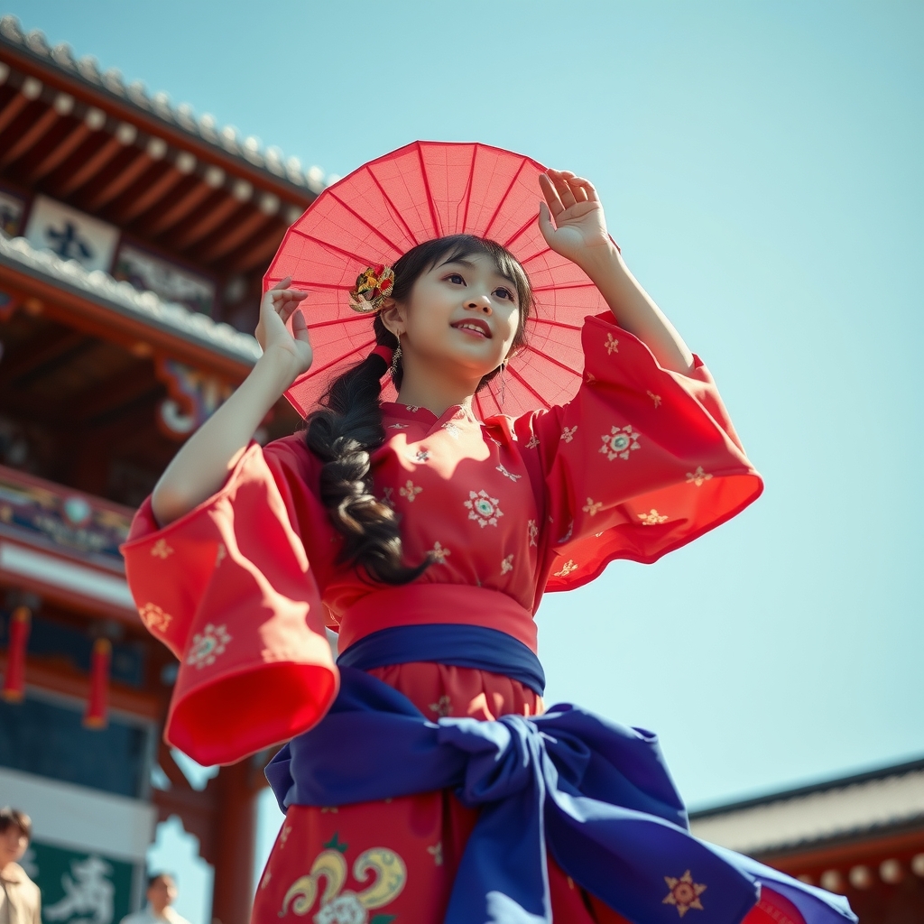 a graceful girl dancing against a blue sky by मुफ्त एआई छवि जनरेटर - बिना लॉगिन के✨ | AIGAZOU