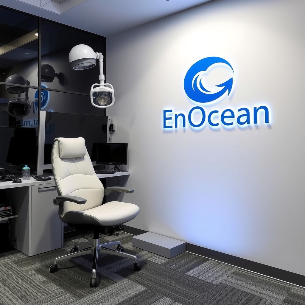 modern room with technology chair and enocean sign by मुफ्त एआई छवि जनरेटर - बिना लॉगिन के✨ | AIGAZOU