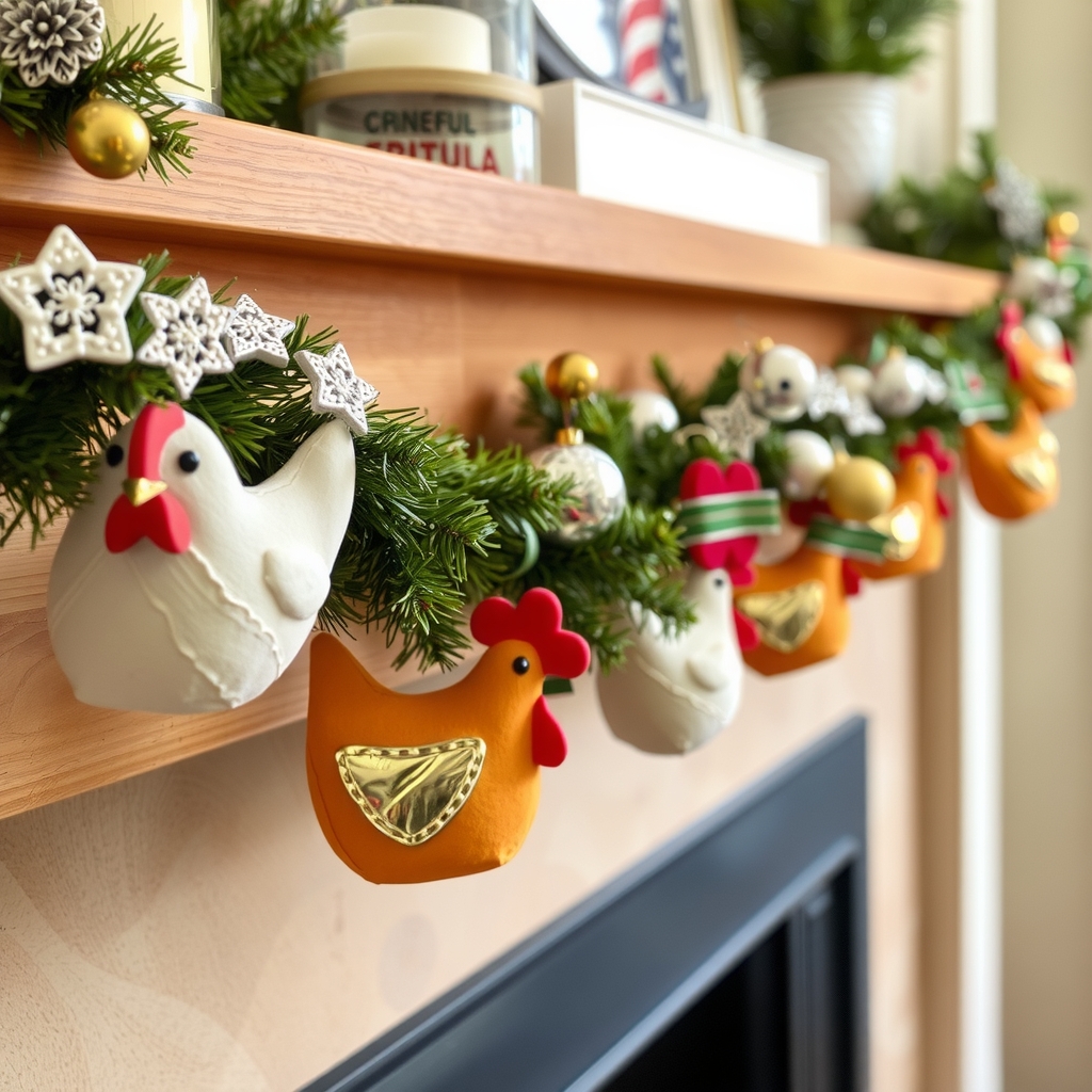 simple christmas garland with chickens by मुफ्त एआई छवि जनरेटर - बिना लॉगिन के✨ | AIGAZOU