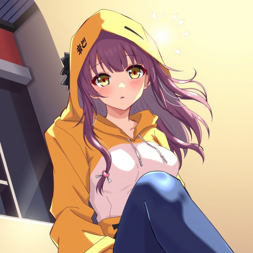 japanese anime style girl yellow hoodie sexy by मुफ्त एआई छवि जनरेटर - बिना लॉगिन के✨ | AIGAZOU