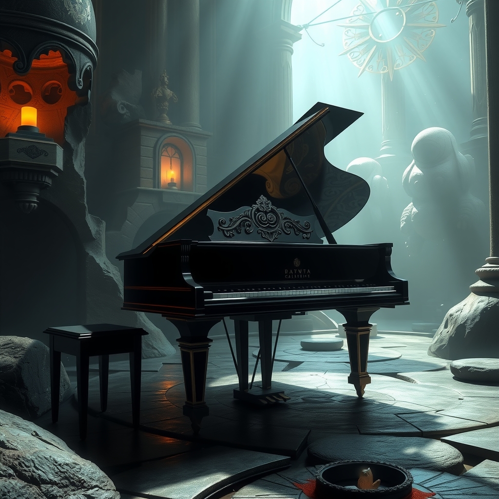 a magnificent grand piano in a mystical fantasy world by मुफ्त एआई छवि जनरेटर - बिना लॉगिन के✨ | AIGAZOU