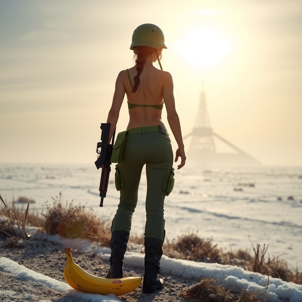 female soldier back view bikini top pants boots by Générateur d'images par IA gratuit - Aucune connexion nécessaire✨ | AIGAZOU