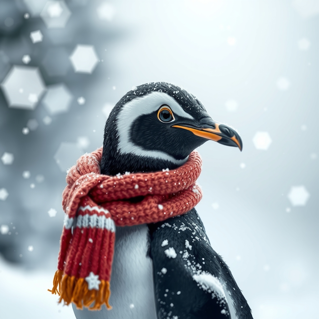 a penguin with a scarf in the snow by Générateur d'images par IA gratuit - Aucune connexion nécessaire✨ | AIGAZOU