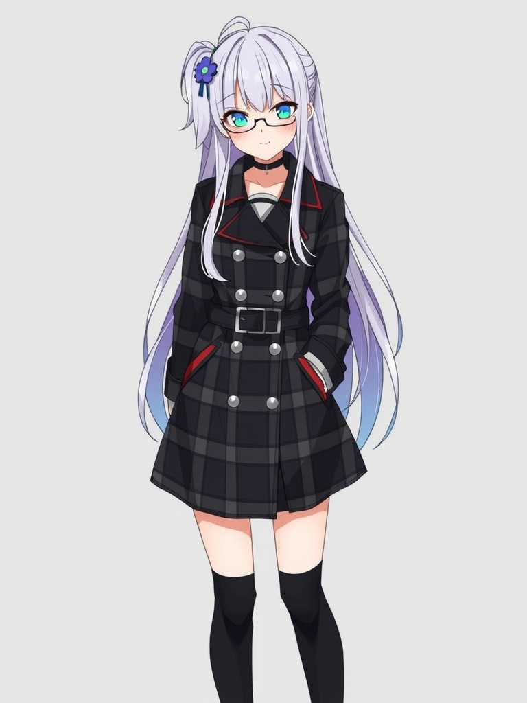 anime girl with white hair blue eyes and glasses by मुफ्त एआई छवि जनरेटर - बिना लॉगिन के✨ | AIGAZOU