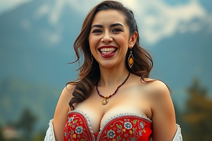 grinning traditional turkish woman with large chest half dressed sticking out tongue by Free AI Image Generator & Maker - No login required✨ | AIGAZOU