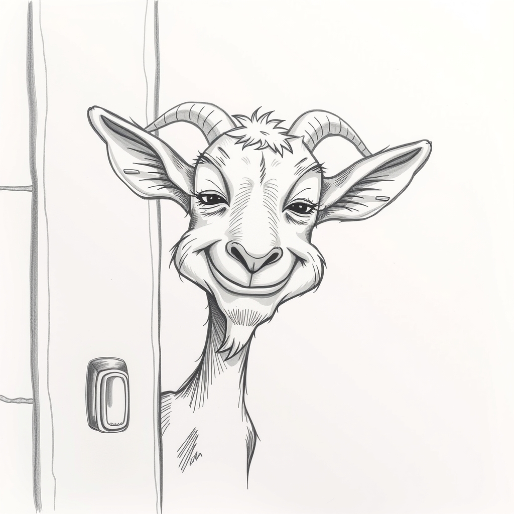 a goat caricature hidden behind a door by मुफ्त एआई छवि जनरेटर - बिना लॉगिन के✨ | AIGAZOU