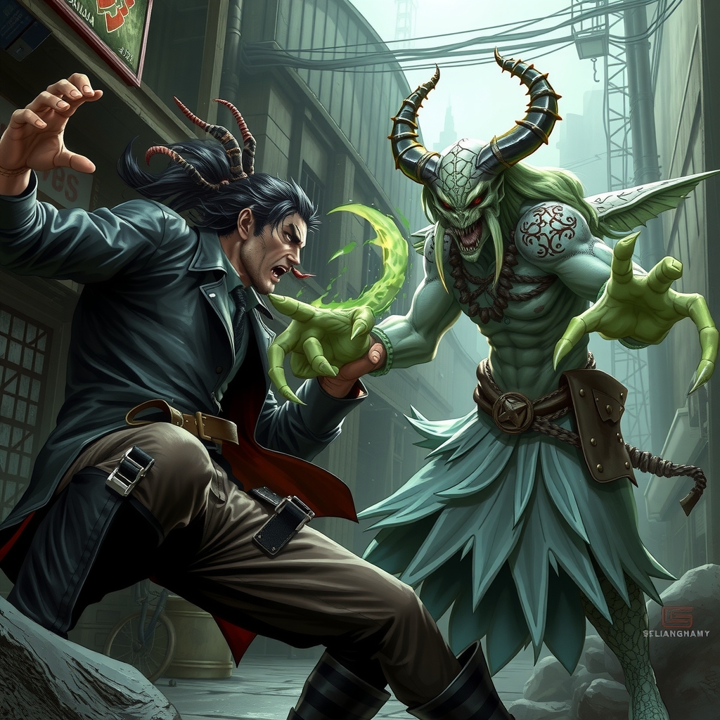 rabid yakuza vs ghostly triad green claw by Générateur d'images par IA gratuit - Aucune connexion nécessaire✨ | AIGAZOU