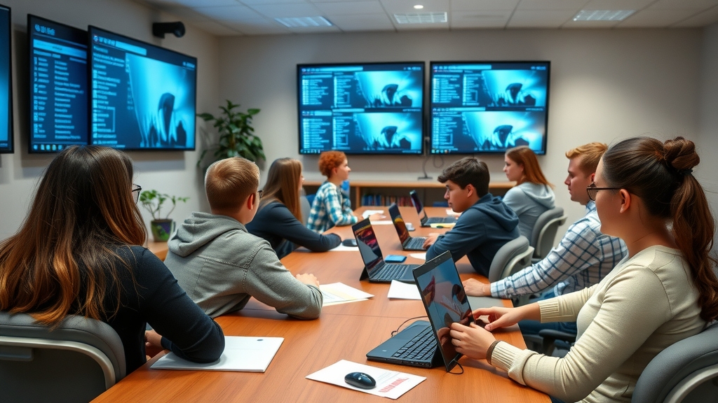 students in a high tech classroom by मुफ्त एआई छवि जनरेटर - बिना लॉगिन के✨ | AIGAZOU