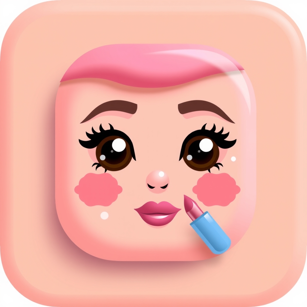 makeup icon image solid color cute style rounded rectangle by मुफ्त एआई छवि जनरेटर - बिना लॉगिन के✨ | AIGAZOU