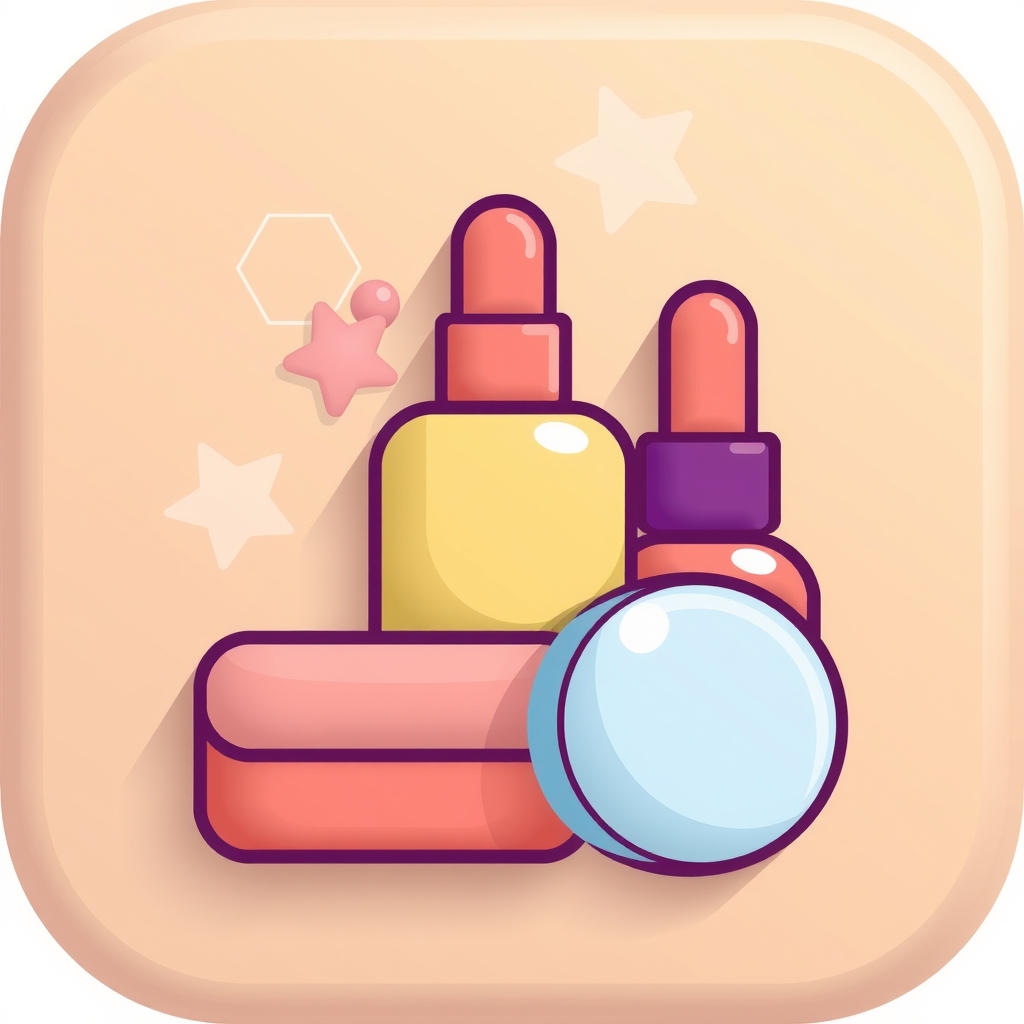 cosmetics icon image solid color cute style rounded rectangle by मुफ्त एआई छवि जनरेटर - बिना लॉगिन के✨ | AIGAZOU