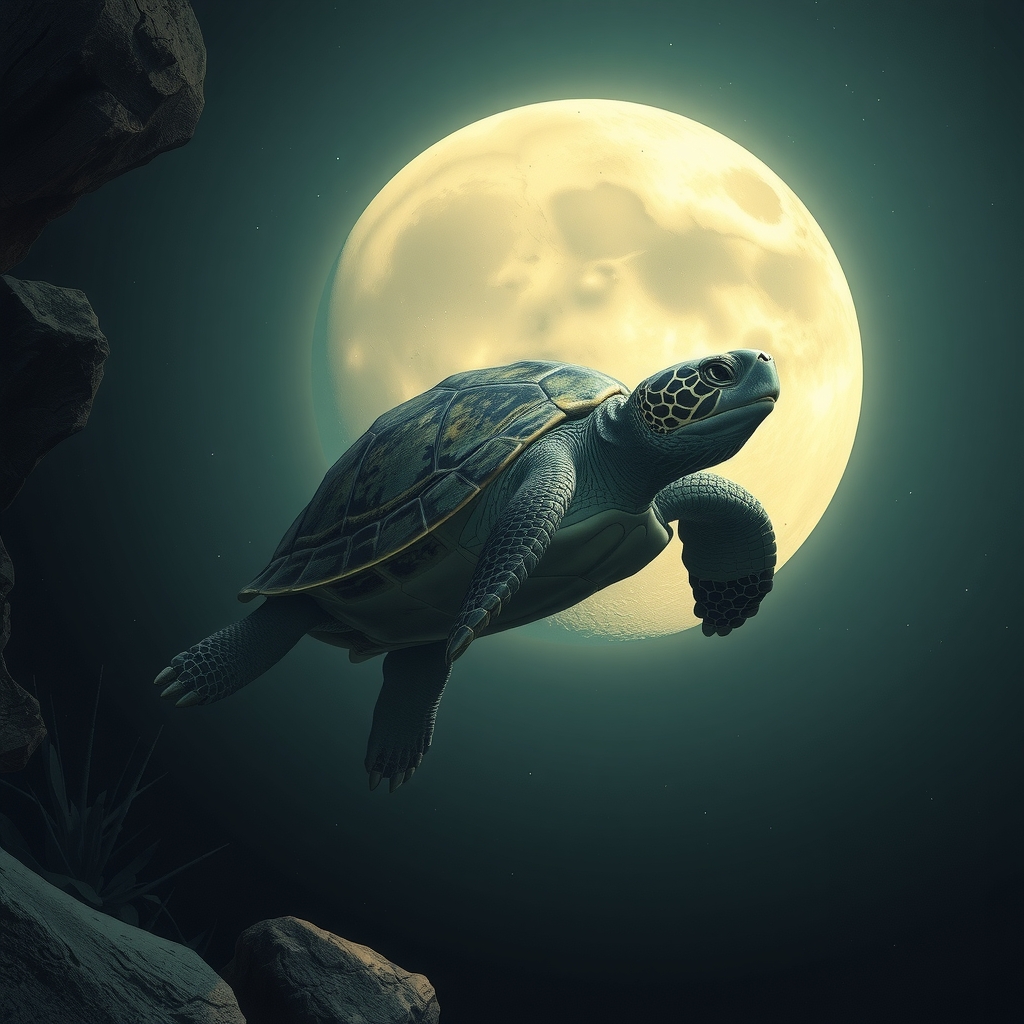 a large floating turtle in the hollow moon by मुफ्त एआई छवि जनरेटर - बिना लॉगिन के✨ | AIGAZOU