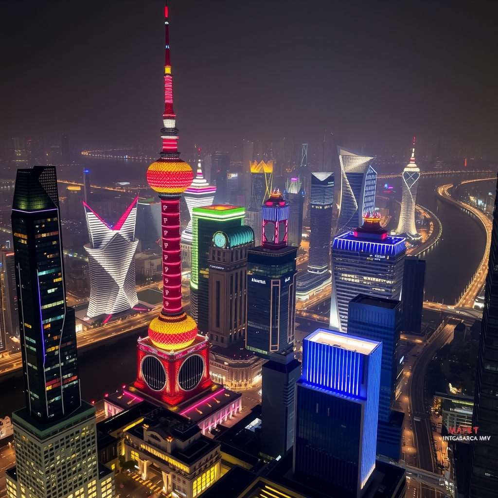 shanghai waidan night view is amazing by Générateur d'images par IA gratuit - Aucune connexion nécessaire✨ | AIGAZOU