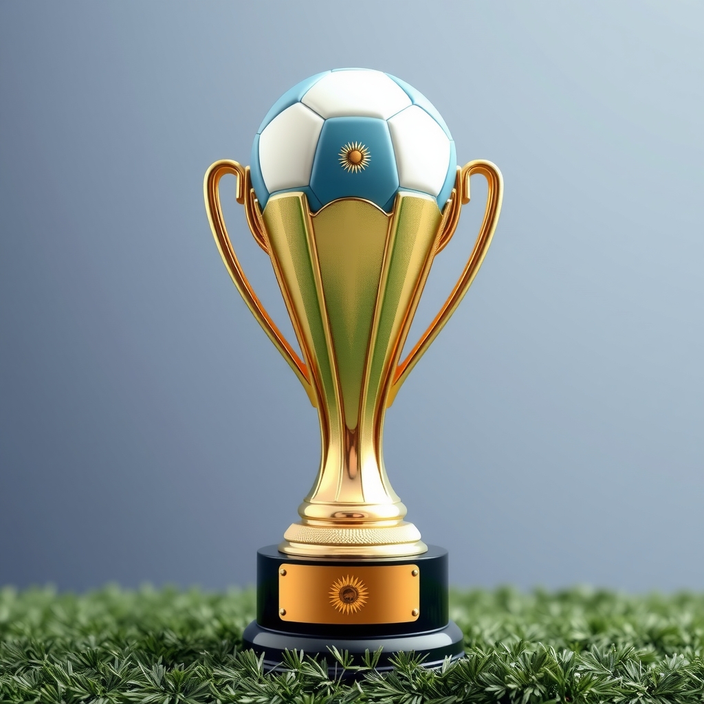 create a football trophy with argentina theme by मुफ्त एआई छवि जनरेटर - बिना लॉगिन के✨ | AIGAZOU