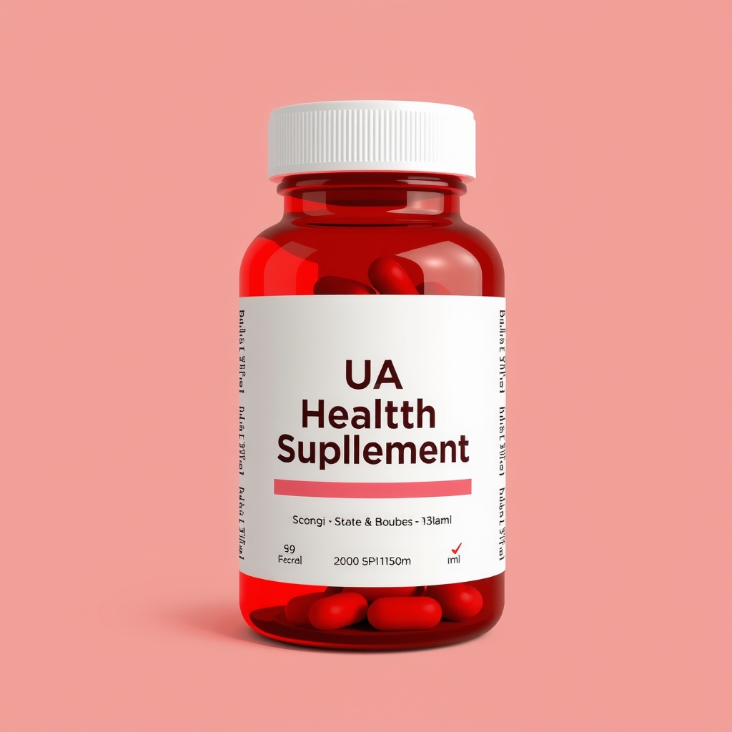 health supplements red bottle minimalist logo label by मुफ्त एआई छवि जनरेटर - बिना लॉगिन के✨ | AIGAZOU