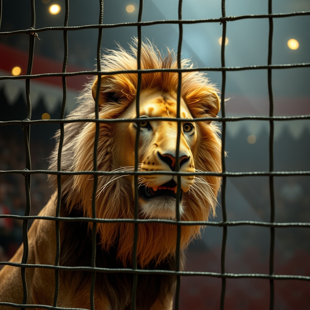 circus cage lion by मुफ्त एआई छवि जनरेटर - बिना लॉगिन के✨ | AIGAZOU