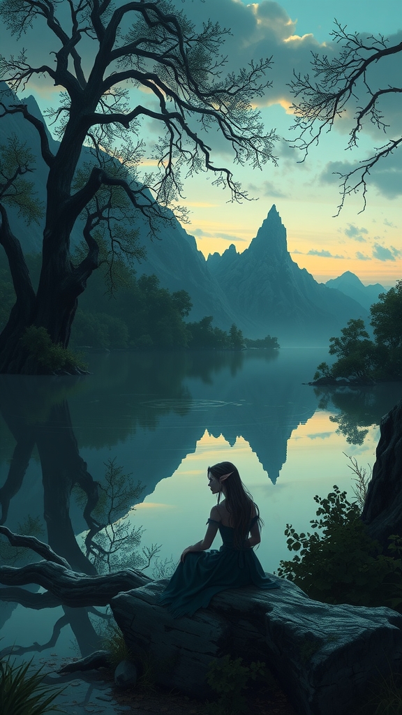 a night elf druid contemplates by the lake by मुफ्त एआई छवि जनरेटर - बिना लॉगिन के✨ | AIGAZOU