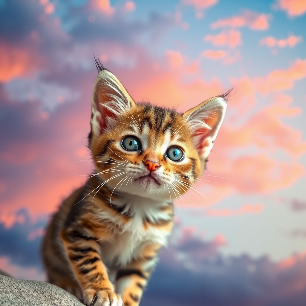 colorful sky and a cute kitten by मुफ्त एआई छवि जनरेटर - बिना लॉगिन के✨ | AIGAZOU