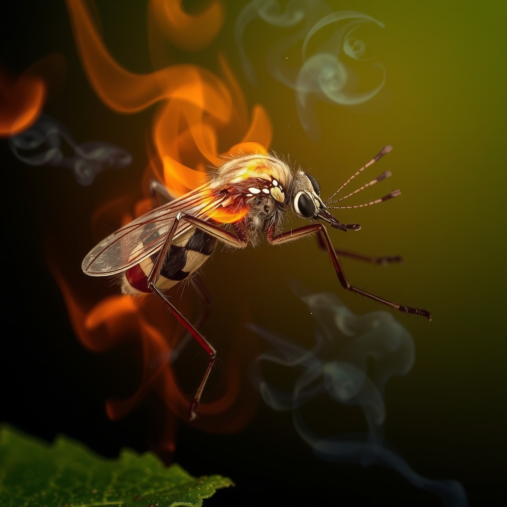 a mosquito covered in flames by मुफ्त एआई छवि जनरेटर - बिना लॉगिन के✨ | AIGAZOU