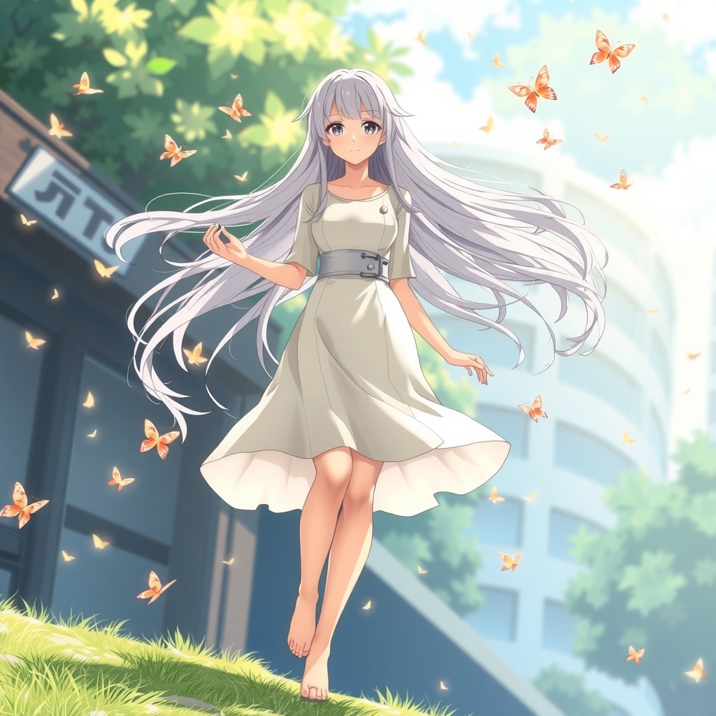 anime style office girl with silver hair in fantasy world by मुफ्त एआई छवि जनरेटर - बिना लॉगिन के✨ | AIGAZOU