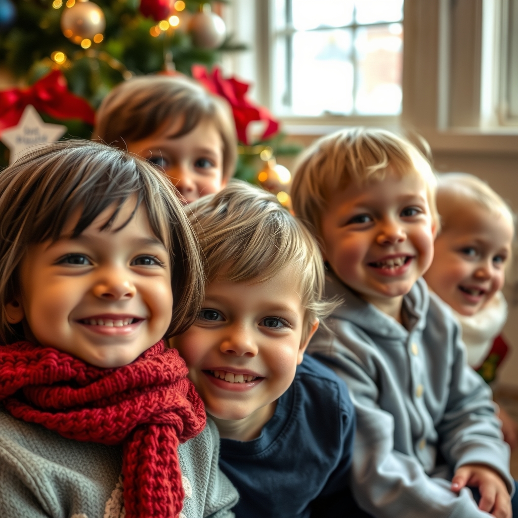 childrens smiling faces at christmas by Générateur d'images par IA gratuit - Aucune connexion nécessaire✨ | AIGAZOU