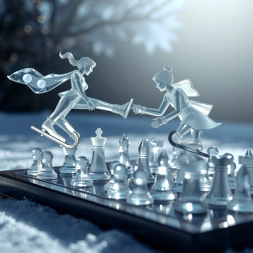 ice skaters play chess with crystal figures by मुफ्त एआई छवि जनरेटर - बिना लॉगिन के✨ | AIGAZOU